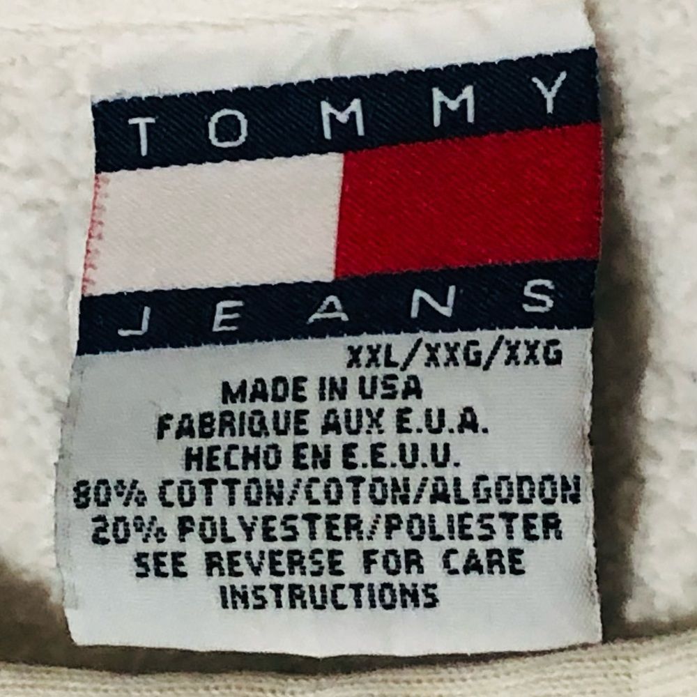 VTG 90s Tommy Hilfiger Sweatshirt Flag Spell Out Signature Jeans Sport Shirt XXL - Picture 3 of 12